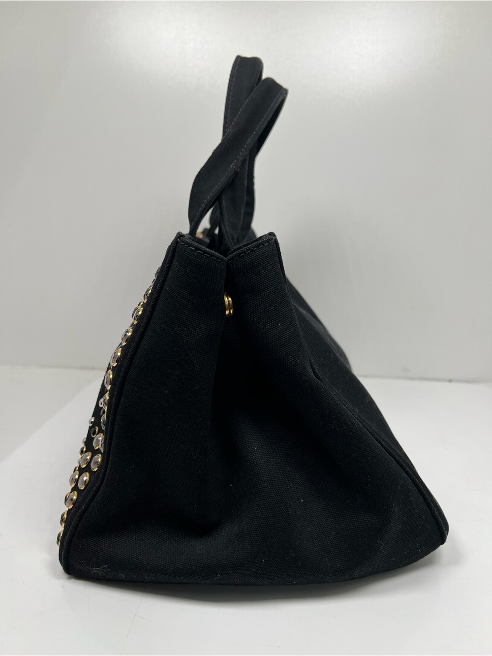 PRADA Tote Bag Canapa studs canvas Nero (Black) Women - Picture 2 of 13
